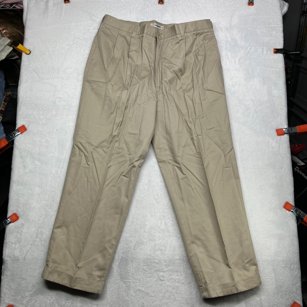 Vintage Cherokee Dress Pants Men's Khaki Pleated Cuffed Classic Formal - 36X28.5